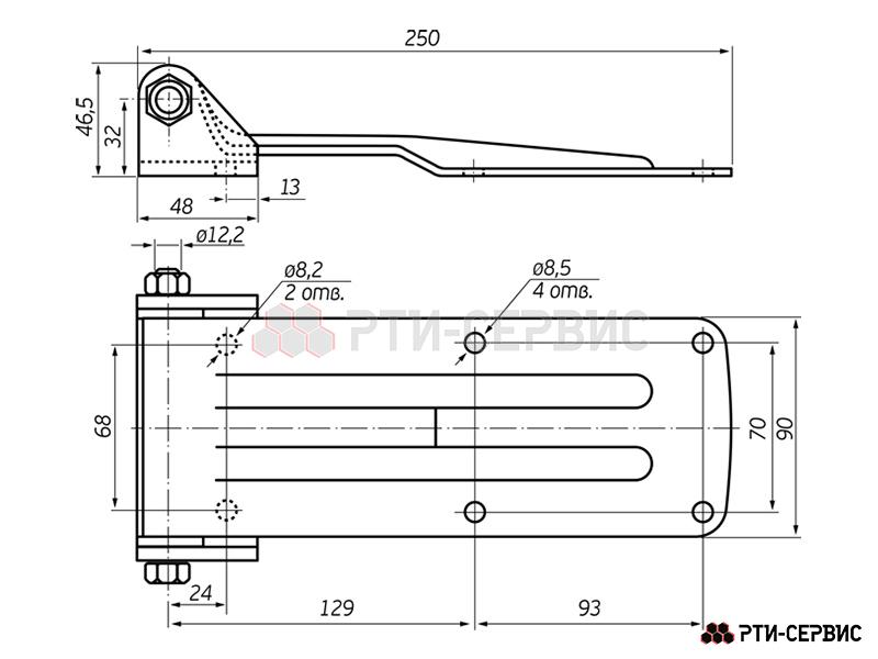 Петля заднего портала с широким основанием 250 мм Zn - фото 2